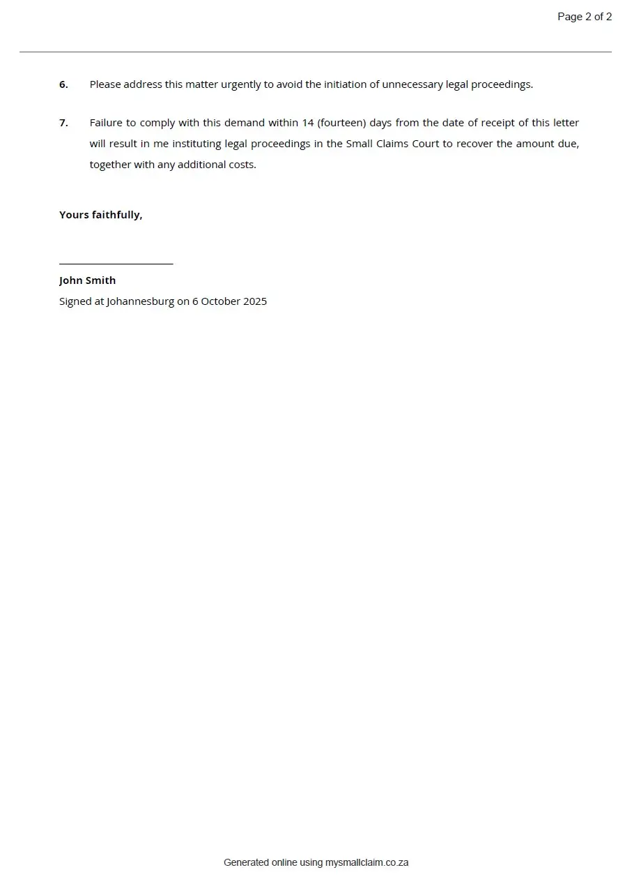 Letter of Demand - Page 3
