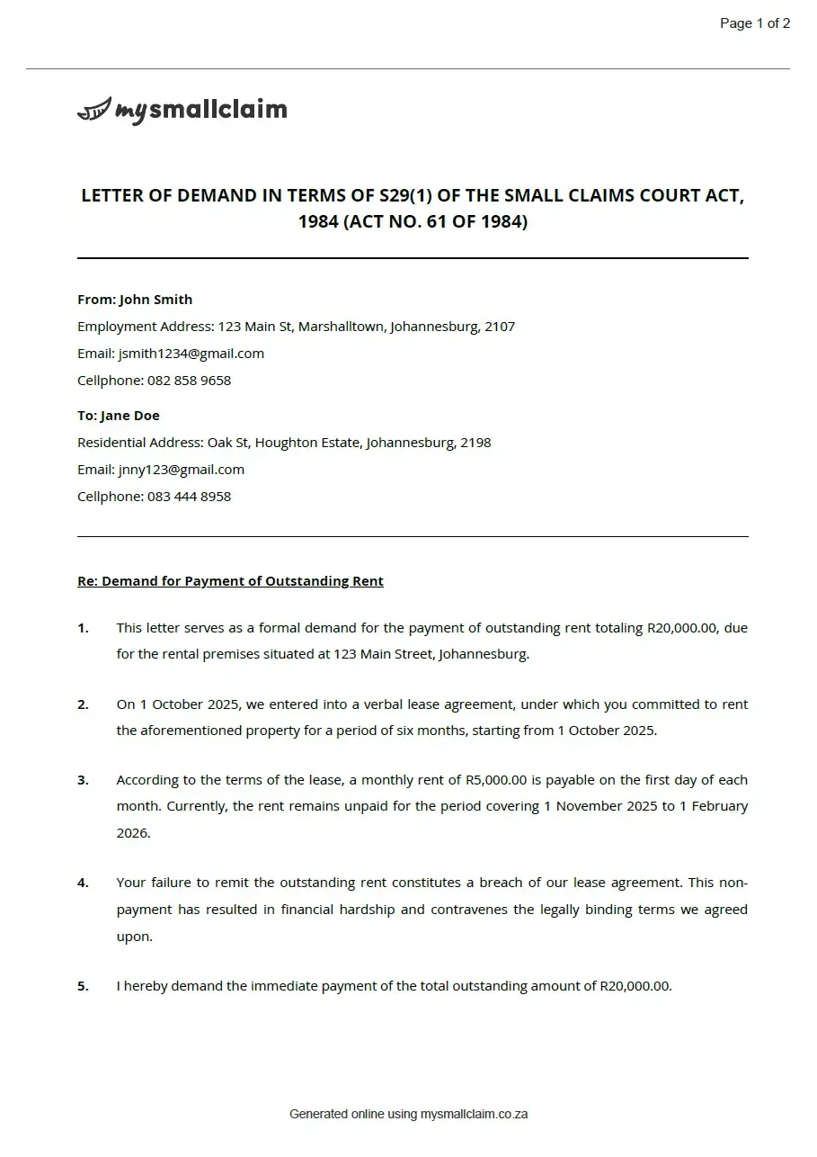 Letter of Demand - Page 4