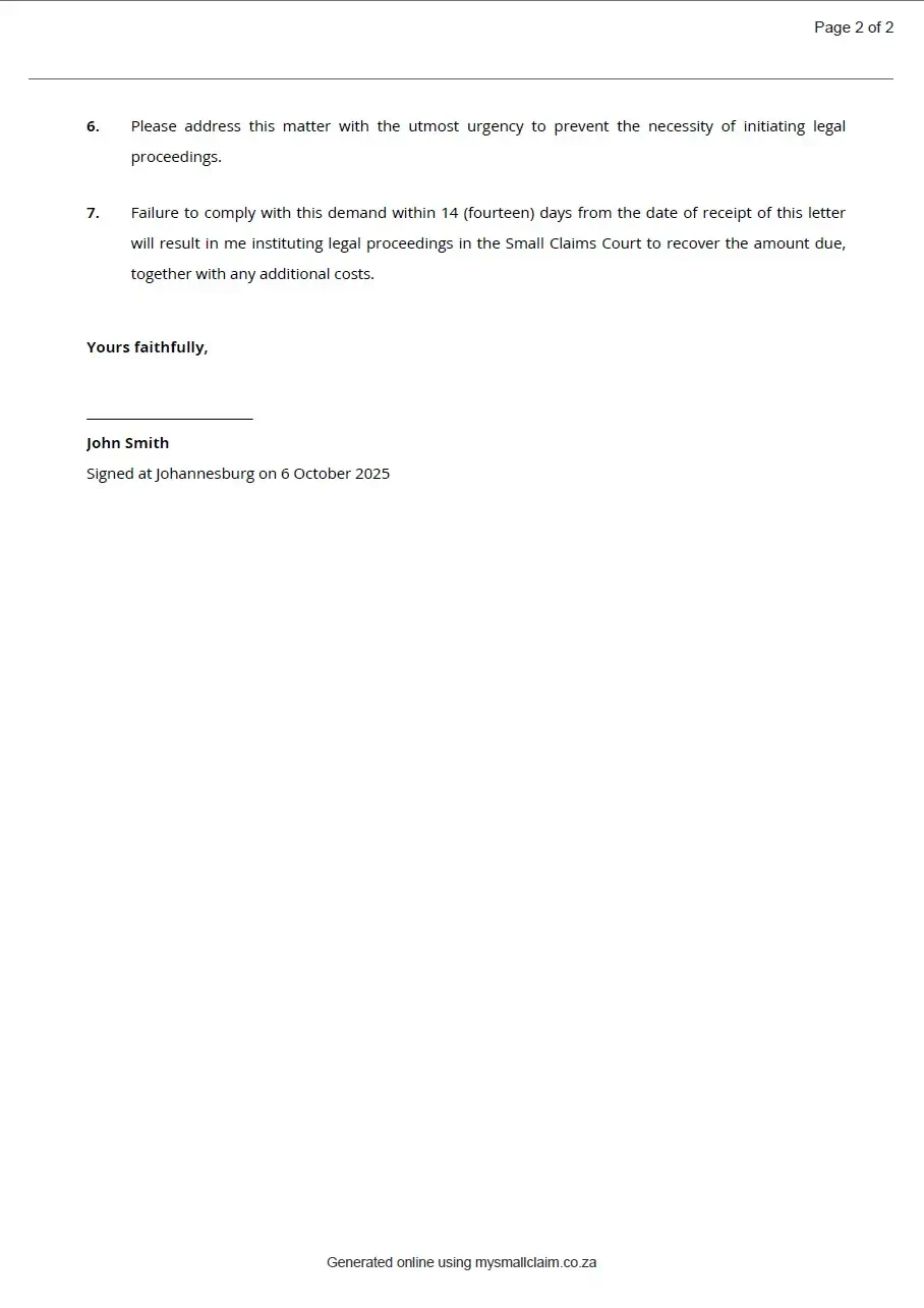 Letter of Demand - Page 5