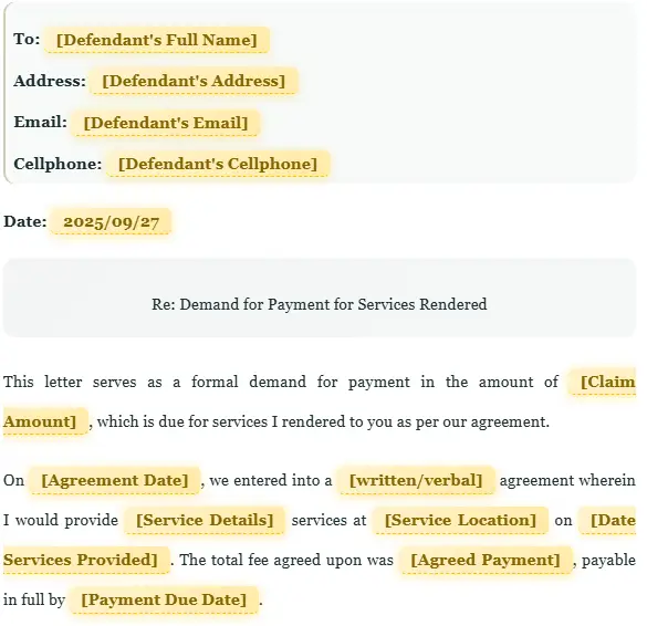 Document preview showing generated court forms