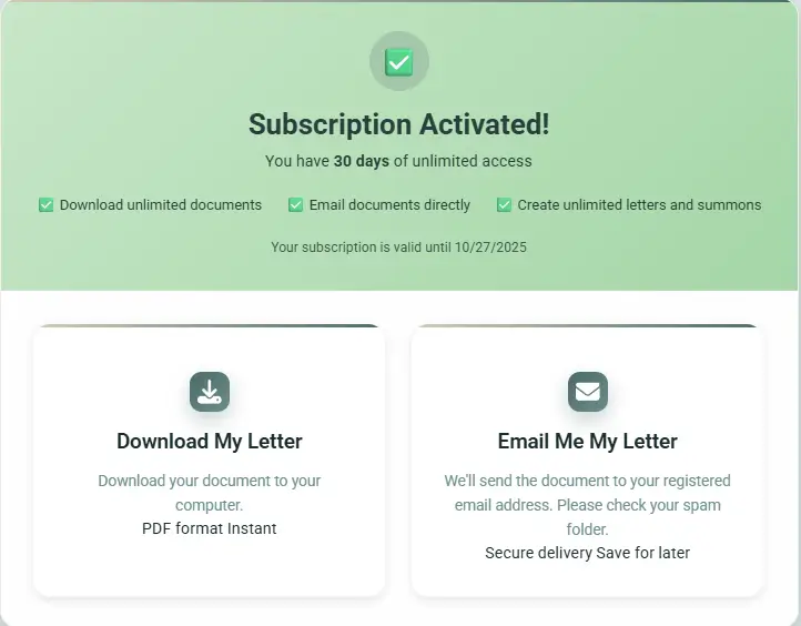 Download interface with multiple format options